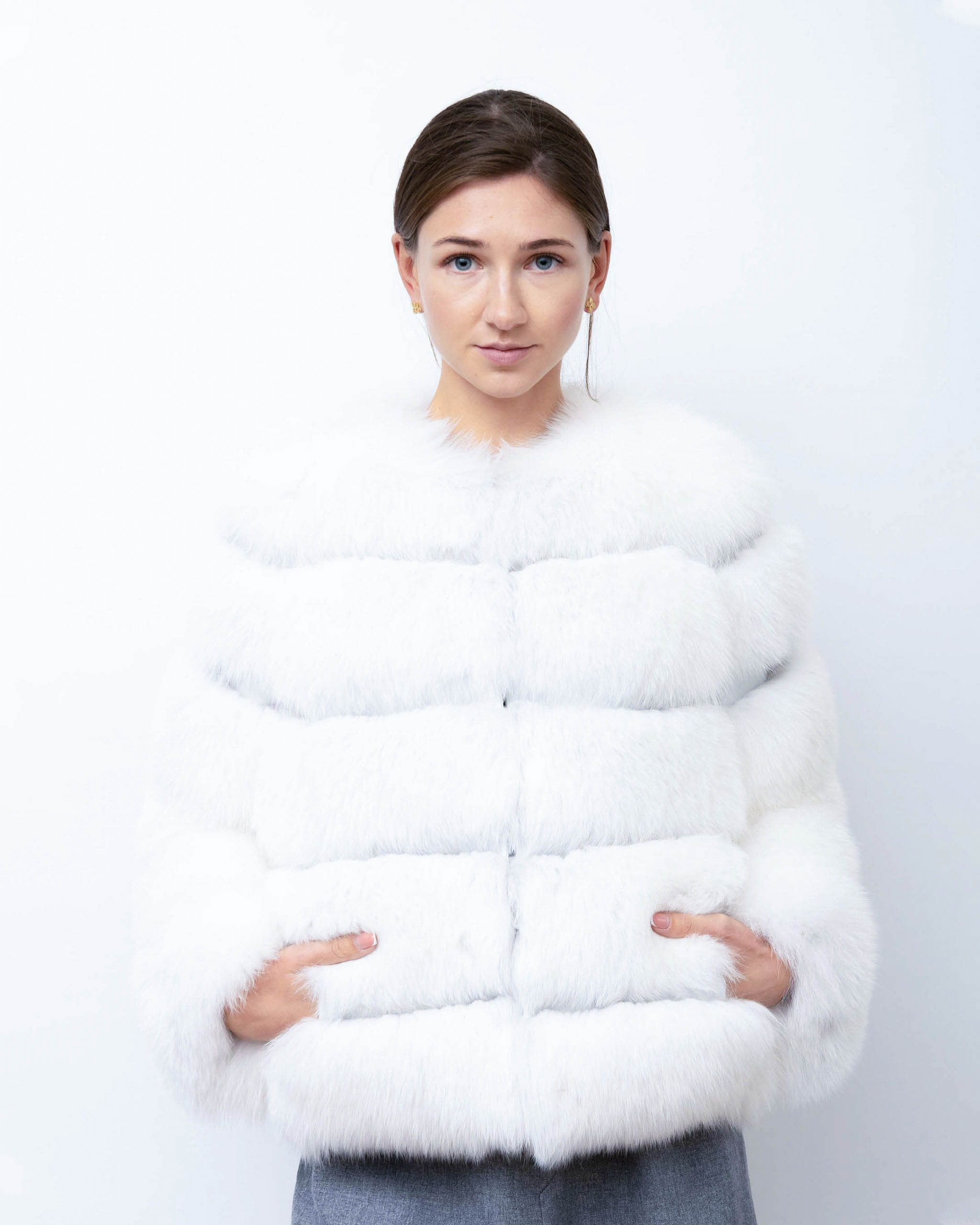 Women S White Fox Fur Jacket Hats, White Fox Fur Coat Womens