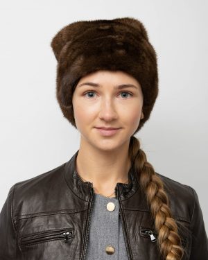 Women's Brown Mink Beanie Fur Hat